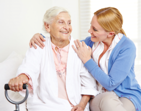 senior woman with caregiver